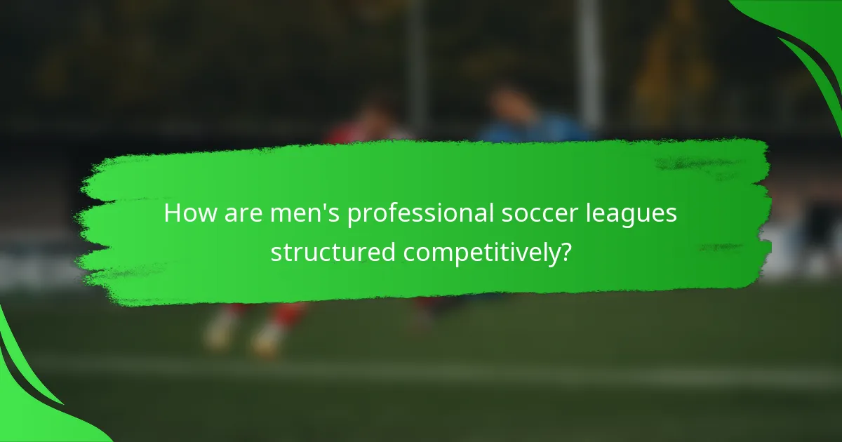 How are men's professional soccer leagues structured competitively?