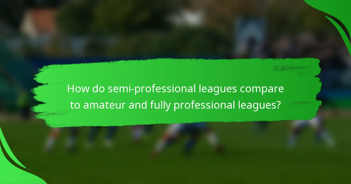 How do semi-professional leagues compare to amateur and fully professional leagues?