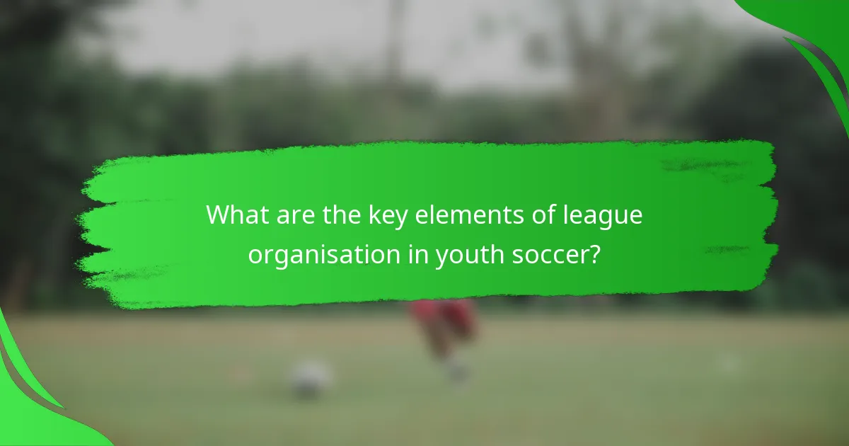What are the key elements of league organisation in youth soccer?