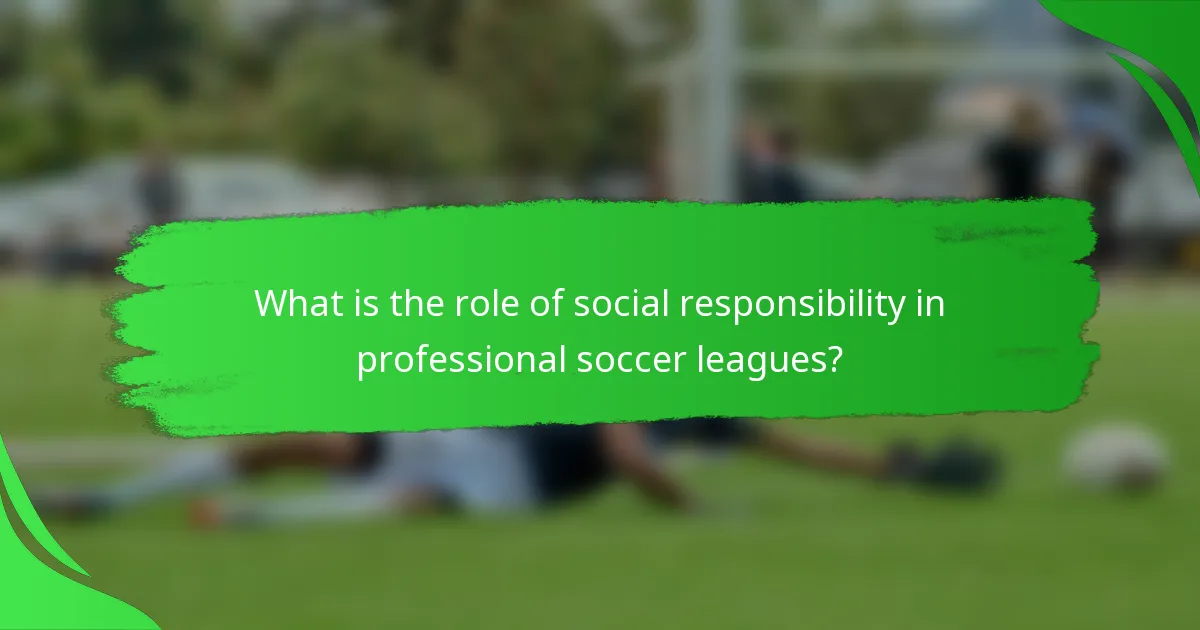 What is the role of social responsibility in professional soccer leagues?